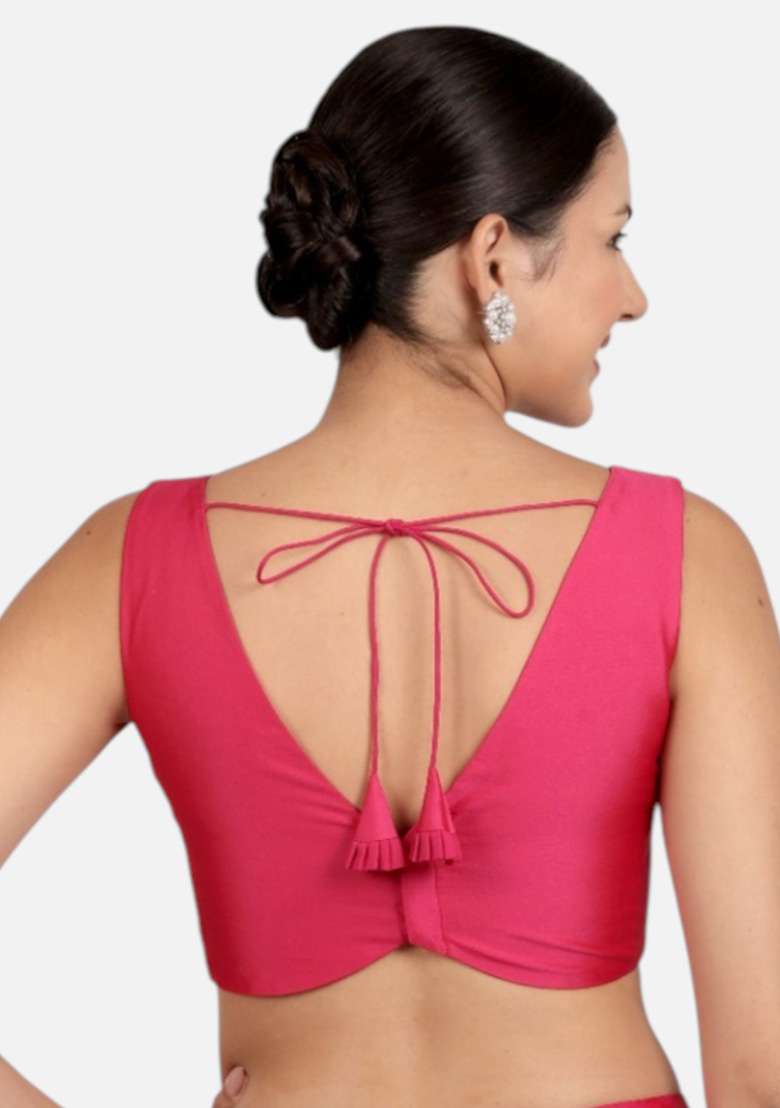 Rani Pink Plain Silk Blouse - Indya