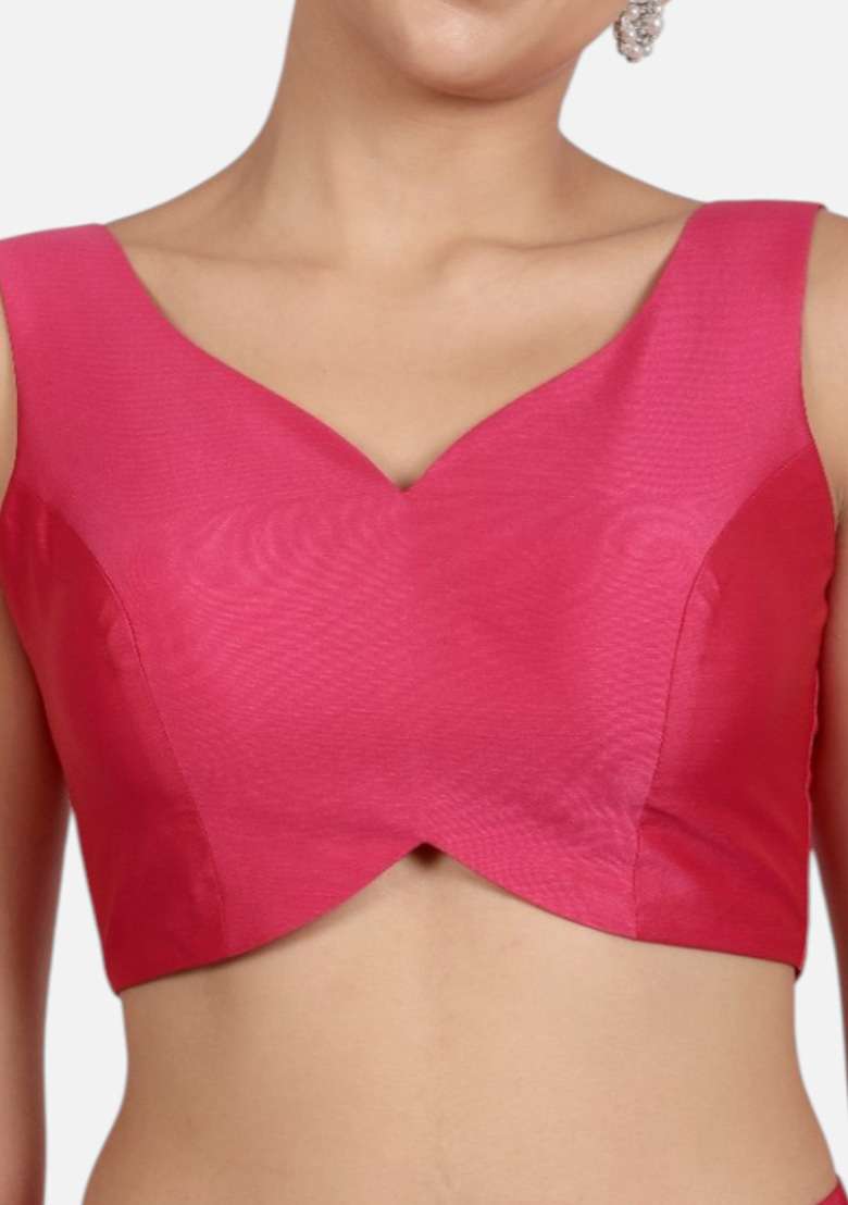 Rani Pink Plain Silk Blouse - Indya