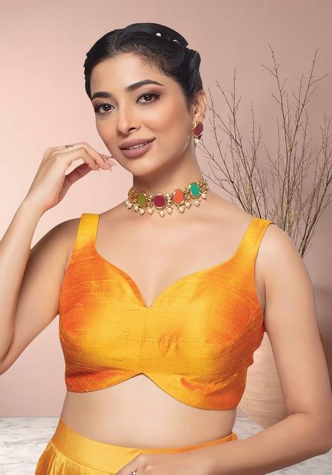 Mustard Plain Silk Blouse