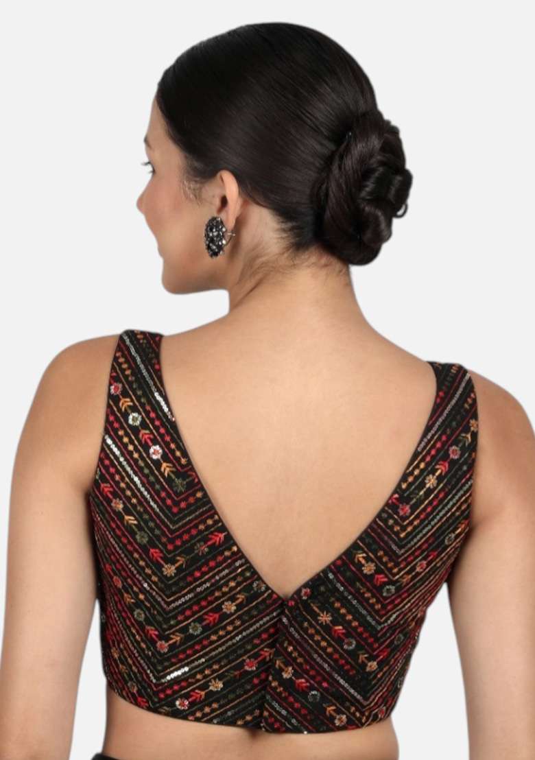 Multicolor Embroidery Silk Blouse - Indya