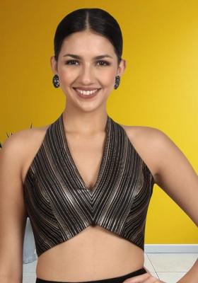 Black Gold Plain Silk Blouse