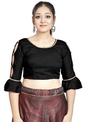 Black Motif Art Silk Blouse