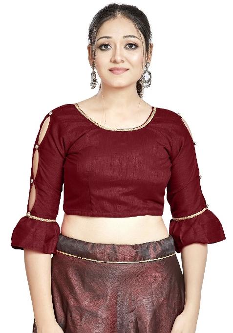 Maroon Motif Art Silk Blouse