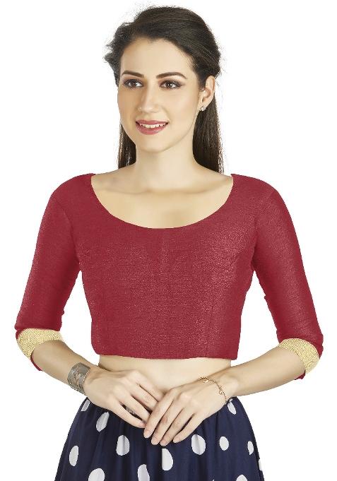 Red Motif Art Silk Blouse