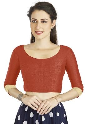 Orange Motif Art Silk Blouse