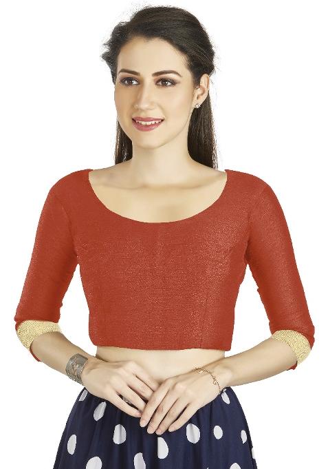 Orange Motif Art Silk Blouse