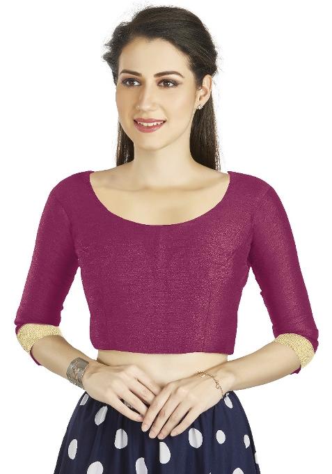 Magenta Motif Art Silk Blouse