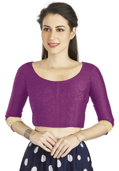 Purple Motif Art Silk Blouse