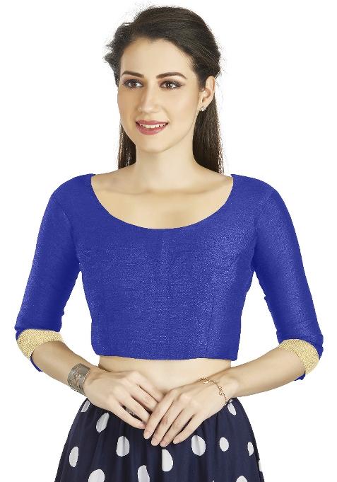 Blue Motif Art Silk Blouse