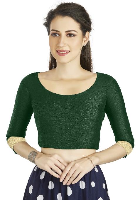 Green Motif Art Silk Blouse