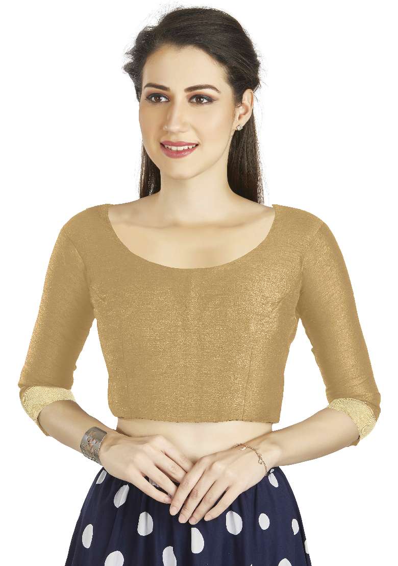 Beige Motif Art Silk Blouse - Indya