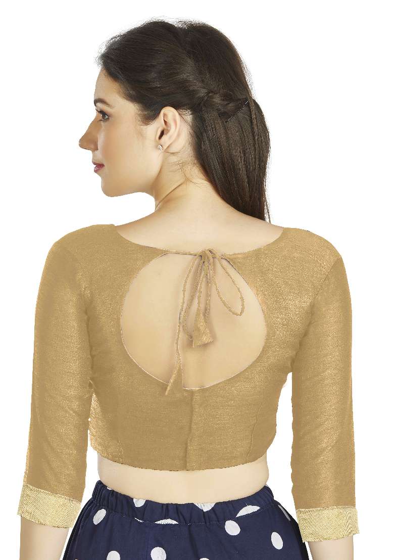 Beige Motif Art Silk Blouse - Indya