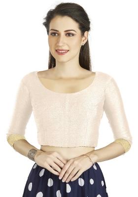 Off White Motif Art Silk Blouse