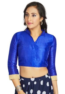 Royal Blue Motif Art Silk Blouse