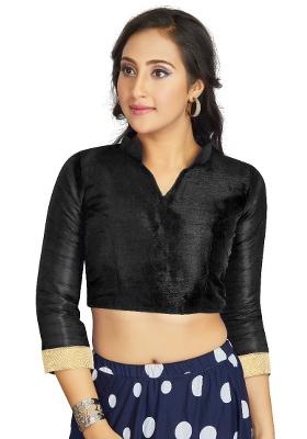 Black Motif Art Silk Blouse