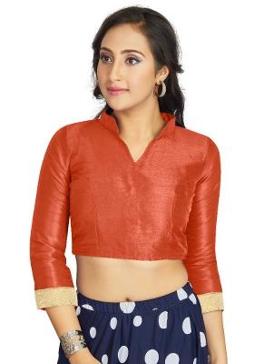Orange Motif Art Silk Blouse