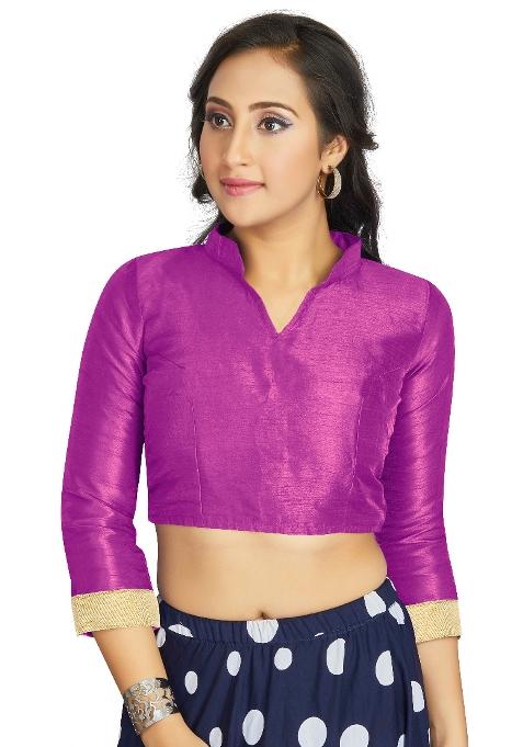 Purple Motif Art Silk Blouse
