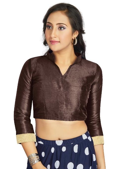 Brown Motif Art Silk Blouse