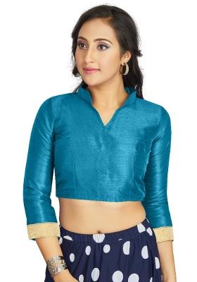 Sky Blue Motif Art Silk Blouse