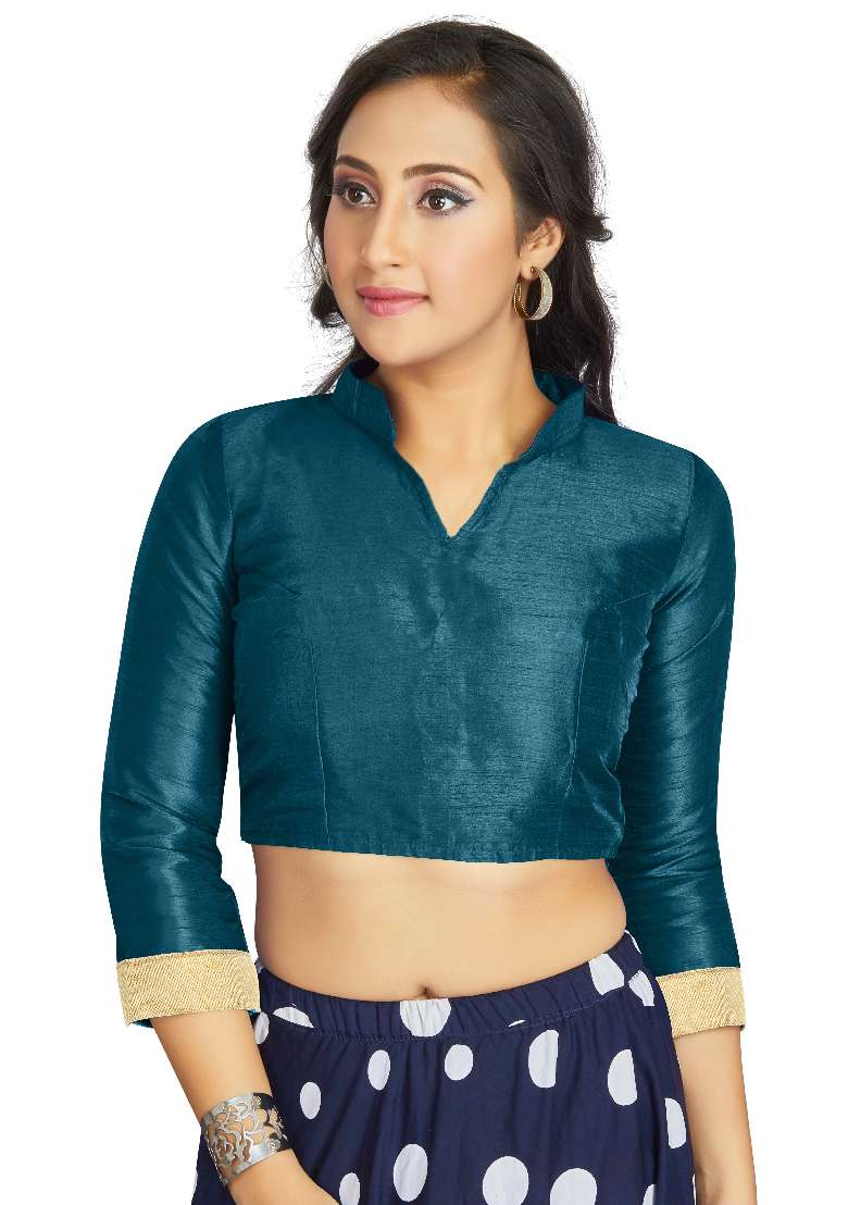 Dark Sky Motif Art Silk Blouse - Indya
