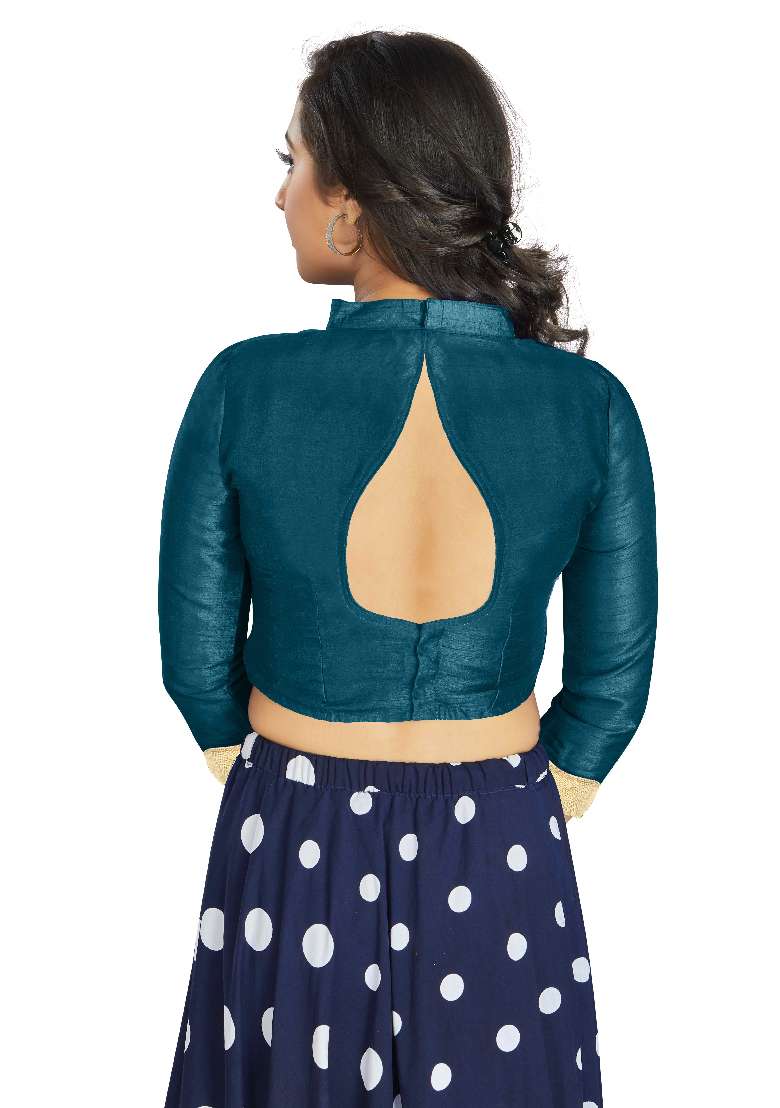 Dark Sky Motif Art Silk Blouse - Indya