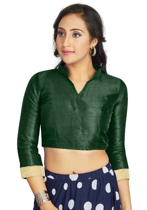 Green Motif Art Silk Blouse