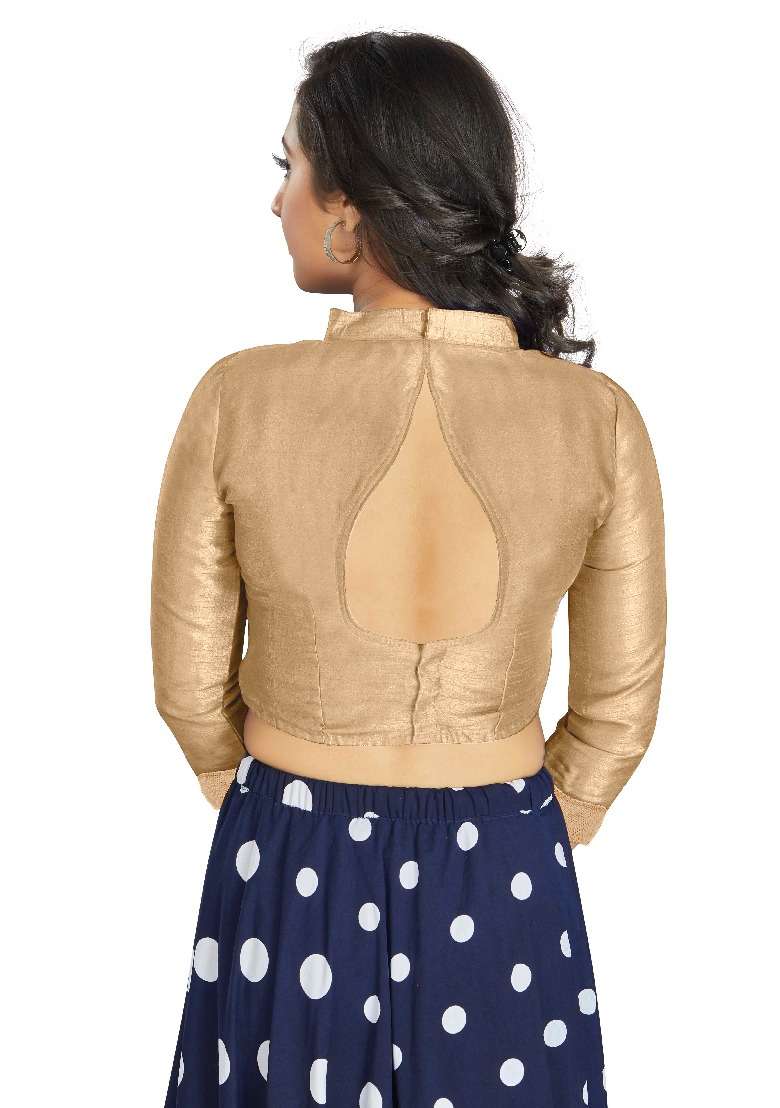 Beige Motif Art Silk Blouse - Indya