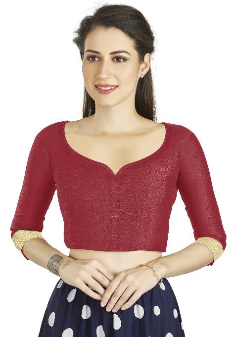 Red Motif Art Silk Blouse