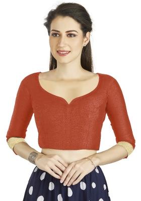 Orange Motif Art Silk Blouse