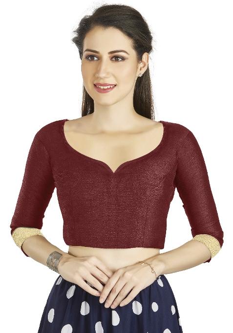 Dark Maroon Motif Art Silk Blouse
