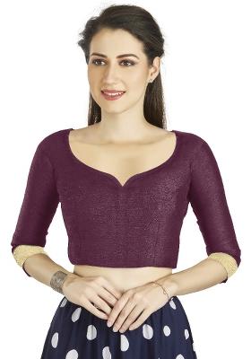 Dark Purple Motif Art Silk Blouse