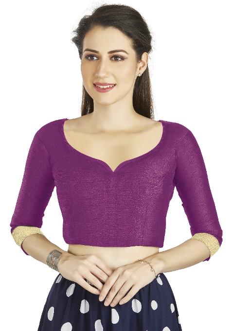 Purple Motif Art Silk Blouse