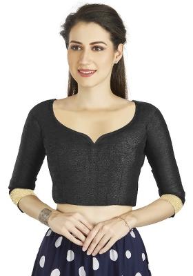 Black Motif Art Silk Blouse
