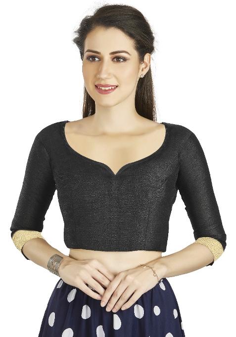 Black Motif Art Silk Blouse