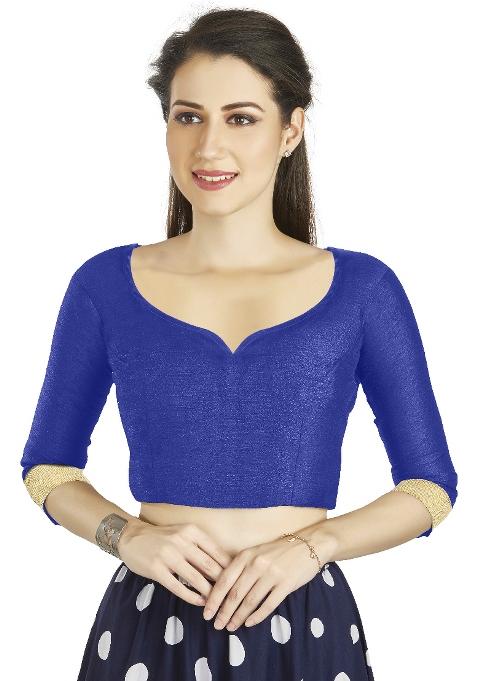 Royal Blue Motif Art Silk Blouse