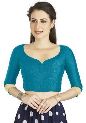 Sky Blue Motif Art Silk Blouse