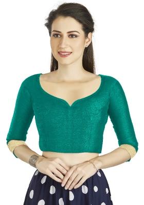 Aqua Motif Art Silk Blouse