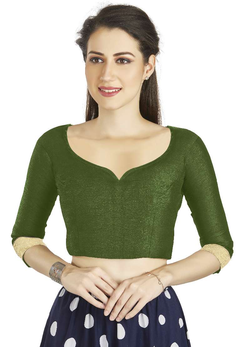 Mahendi Motif Art Silk Blouse - Indya