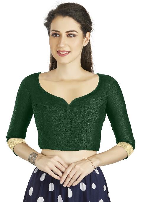 Green Motif Art Silk Blouse