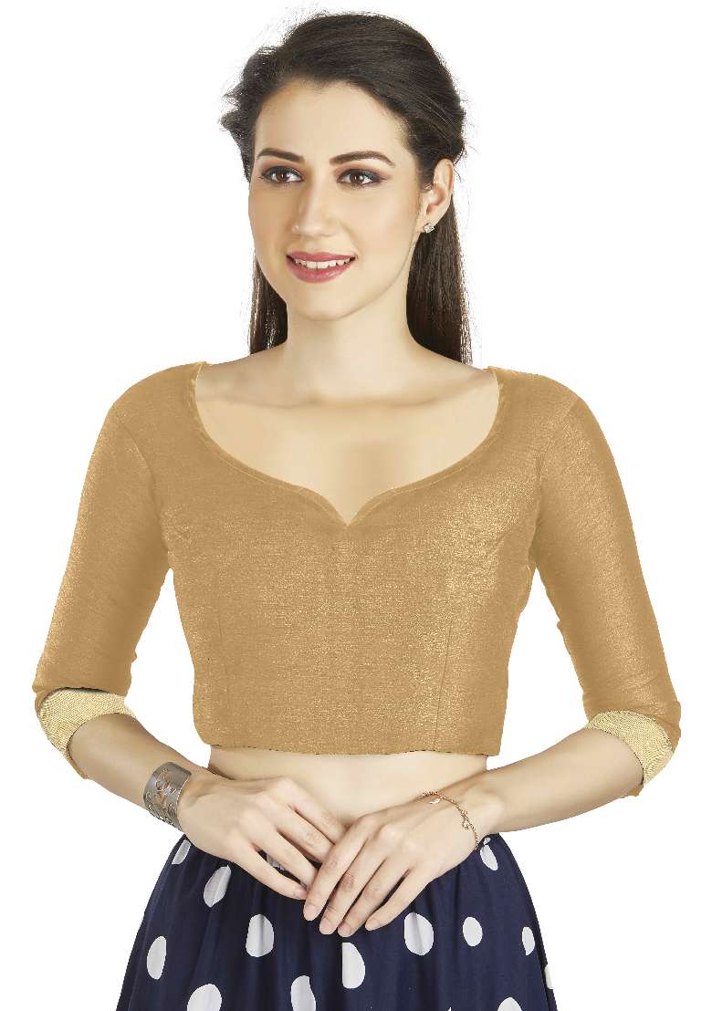 Beige Motif Art Silk Blouse - Indya
