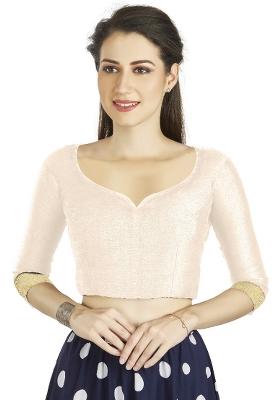 Off White Motif Art Silk Blouse