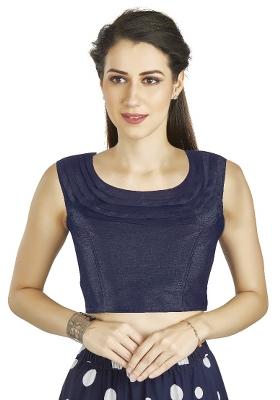 Navy Blue Motif Art Silk Blouse