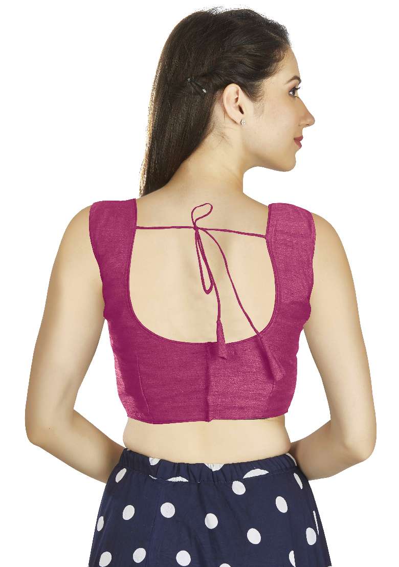Pink Motif Art Silk Blouse - Indya