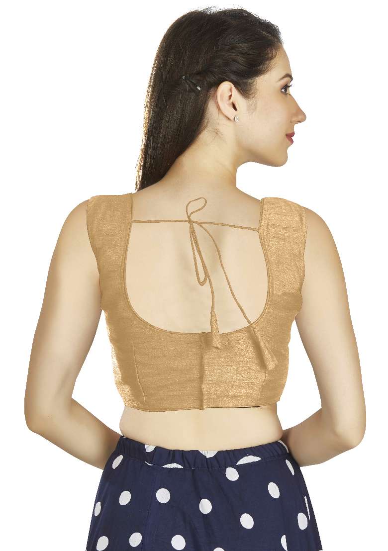 Beige Motif Art Silk Blouse - Indya