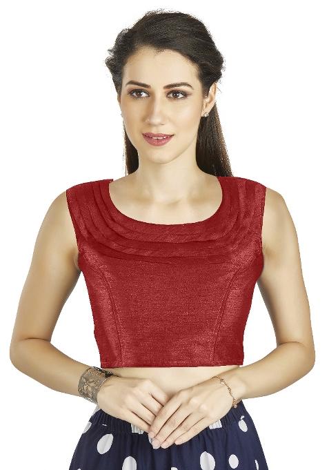 Red Motif Art Silk Blouse