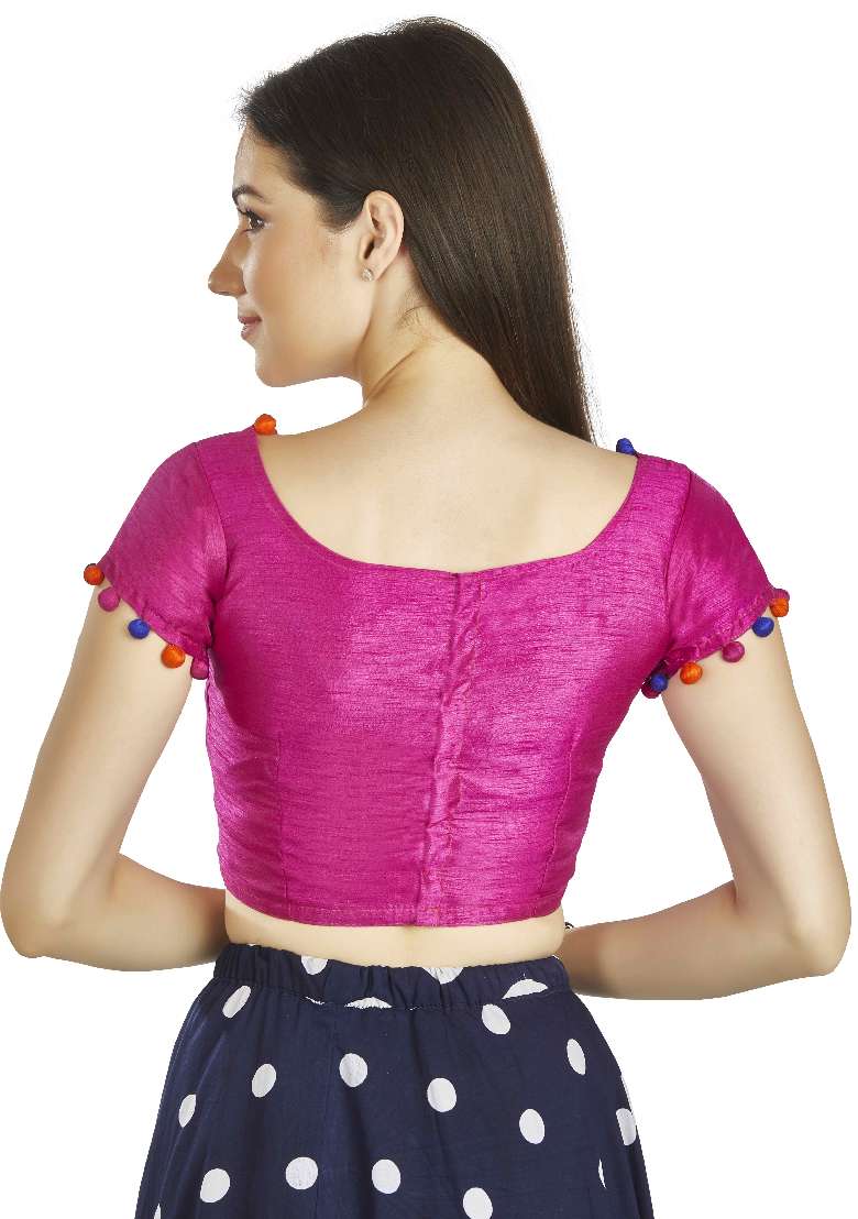 Pink Motif Art Silk Blouse - Indya