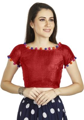 Red Motif Art Silk Blouse
