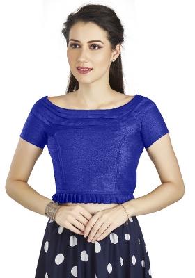 Royal Blue Motif Art Silk Blouse