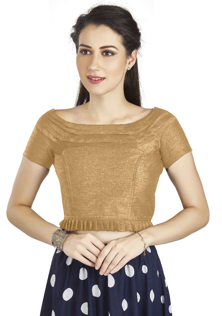 Beige Motif Art Silk Blouse - Indya