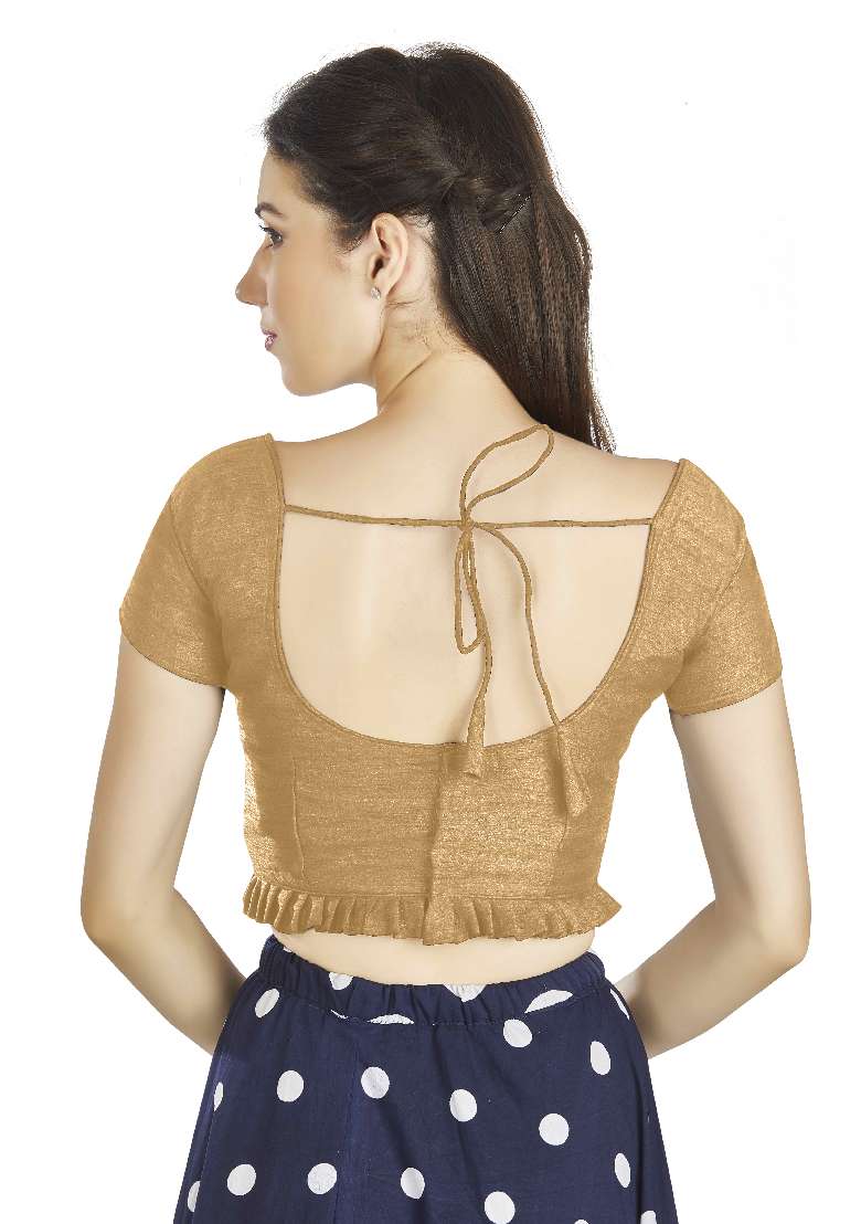 Beige Motif Art Silk Blouse - Indya